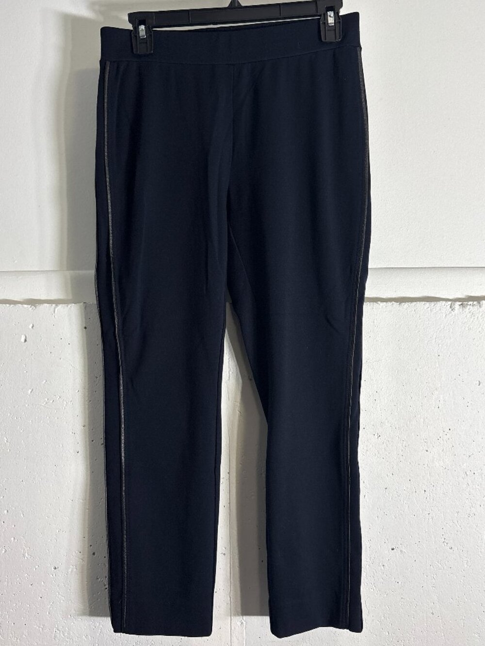 NIC+ZOE Navy Straight-Leg Pull-On Pants with Side Stripe Detail